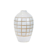 Ceramic 14", Patterned Vase, Beige
