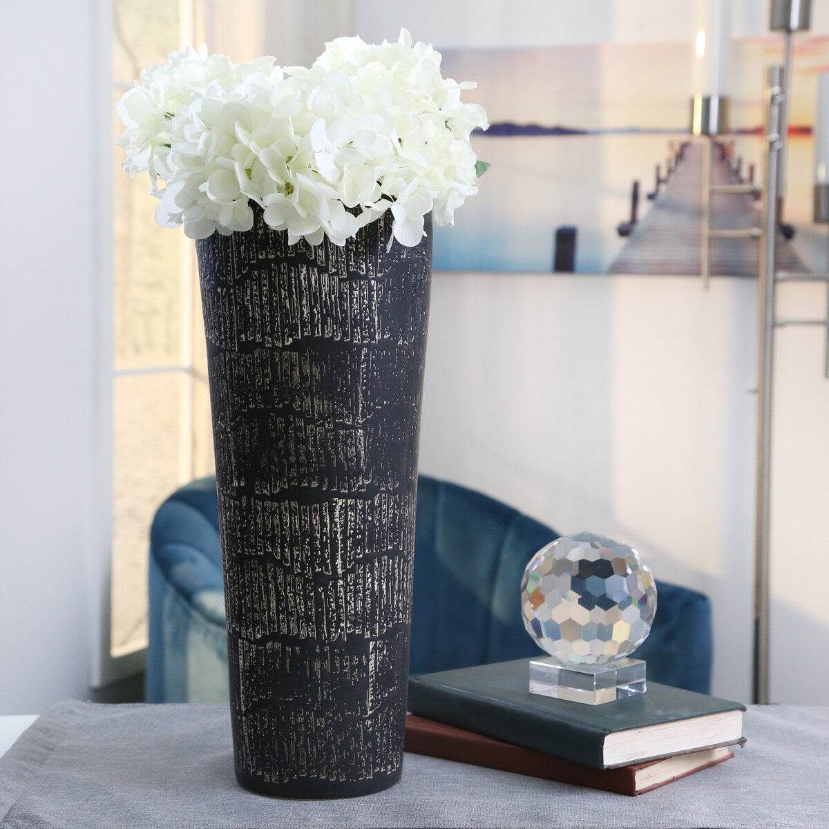 Ceramic 19" Vase, Antique Black