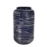 Ceramic 21" Deco Textured Vase, Navy