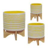 Ceramic 5" Planter On Stand W/ Dots, Yellow - 5Lx5Wx7D