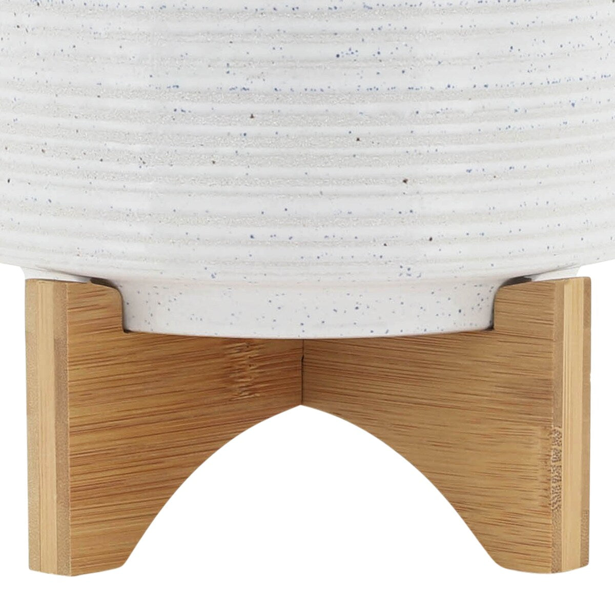 Ceramic 8" Planter On Stand, Speckled White, Round, 9.25"H, Speckled - 7.75" x 7.75" x 9.25"