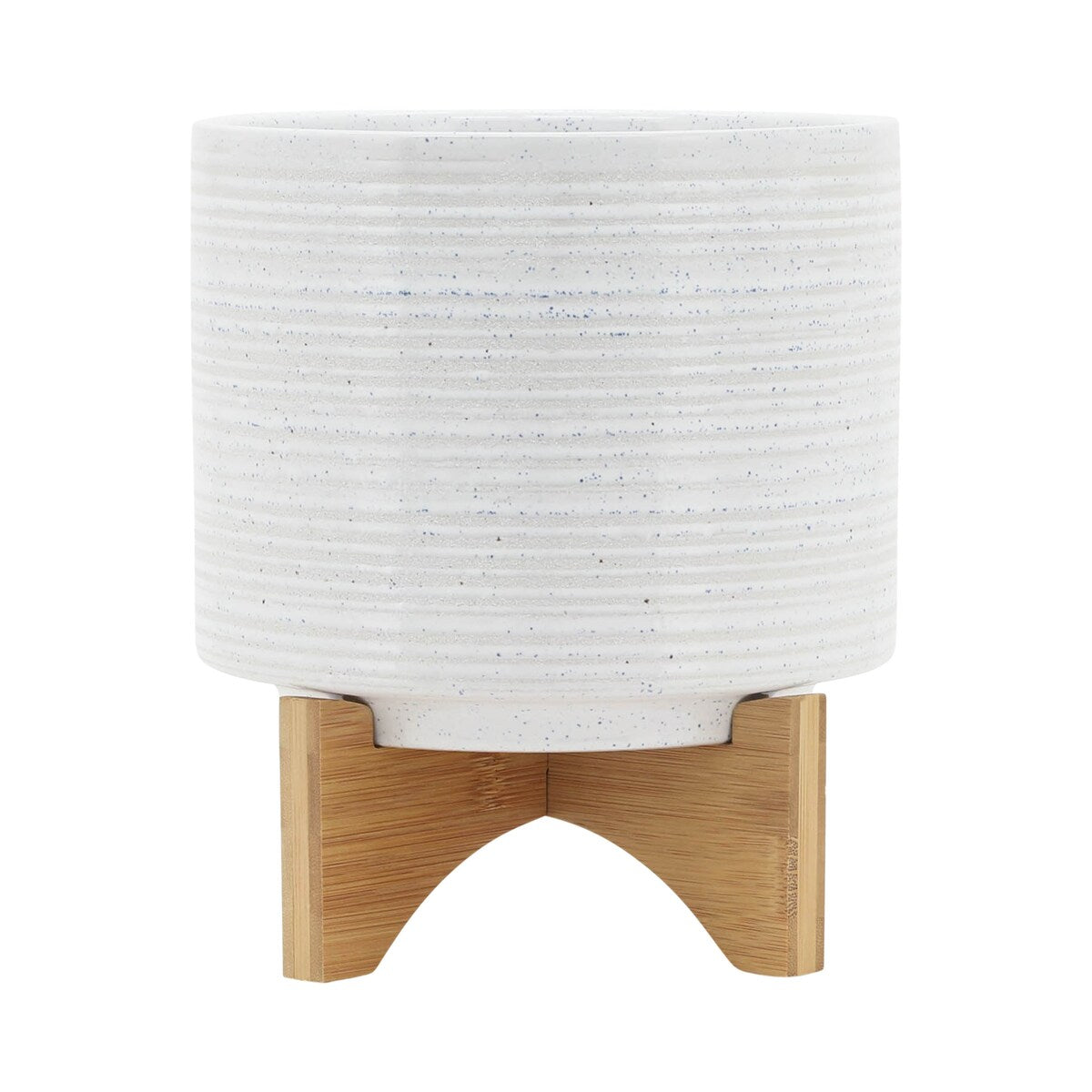 Ceramic 8" Planter On Stand, Speckled White, Round, 9.25"H, Speckled - 7.75" x 7.75" x 9.25"