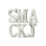 Ceramic Alphabet Tabletop Decor Letter "SMACKJ" Assortment of Six LG Polished Marble Finish White