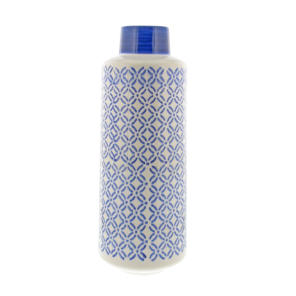 Benzara Blue Ceramic Aristocratic Vase