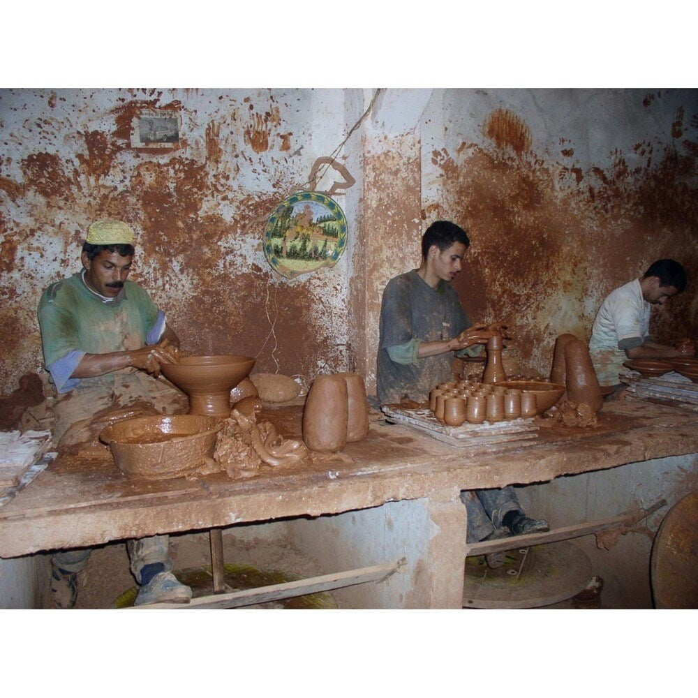 Handmade Ceramic Bowl with Metal Overlay (Morocco)