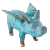 Handmade Ceramic Figurine Blue Flying Pig (Thailand)