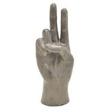 Ceramic Hand Peace Sign in Silver Porcelain 4in L x 3in W x 10in H