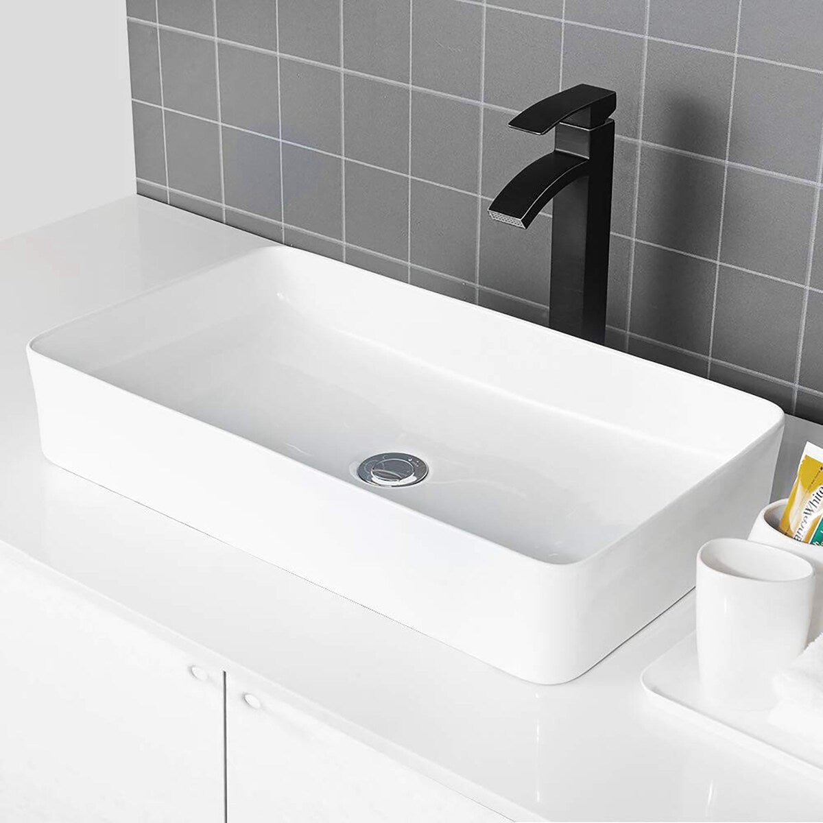 Ceramic Handmade Rectangular Vessel Bathroom Sink