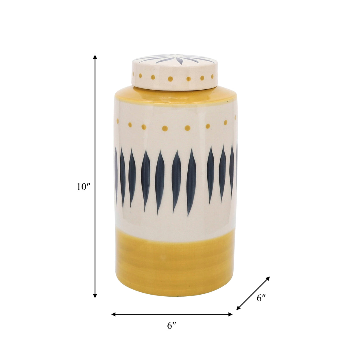 Sagebrook Home Ceramic Jar With Lid - Elevate Your Space With Exquisite, Handcrafted Home Decor Storage Essentials