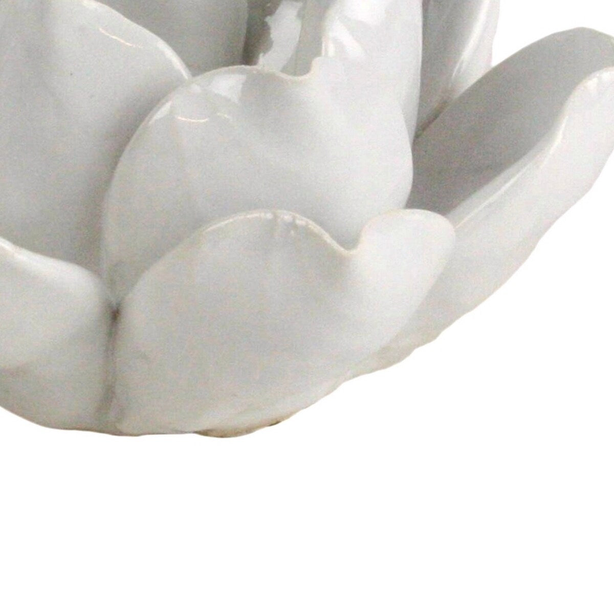 Ceramic Lotus Design Tea Light Candle Holder, White