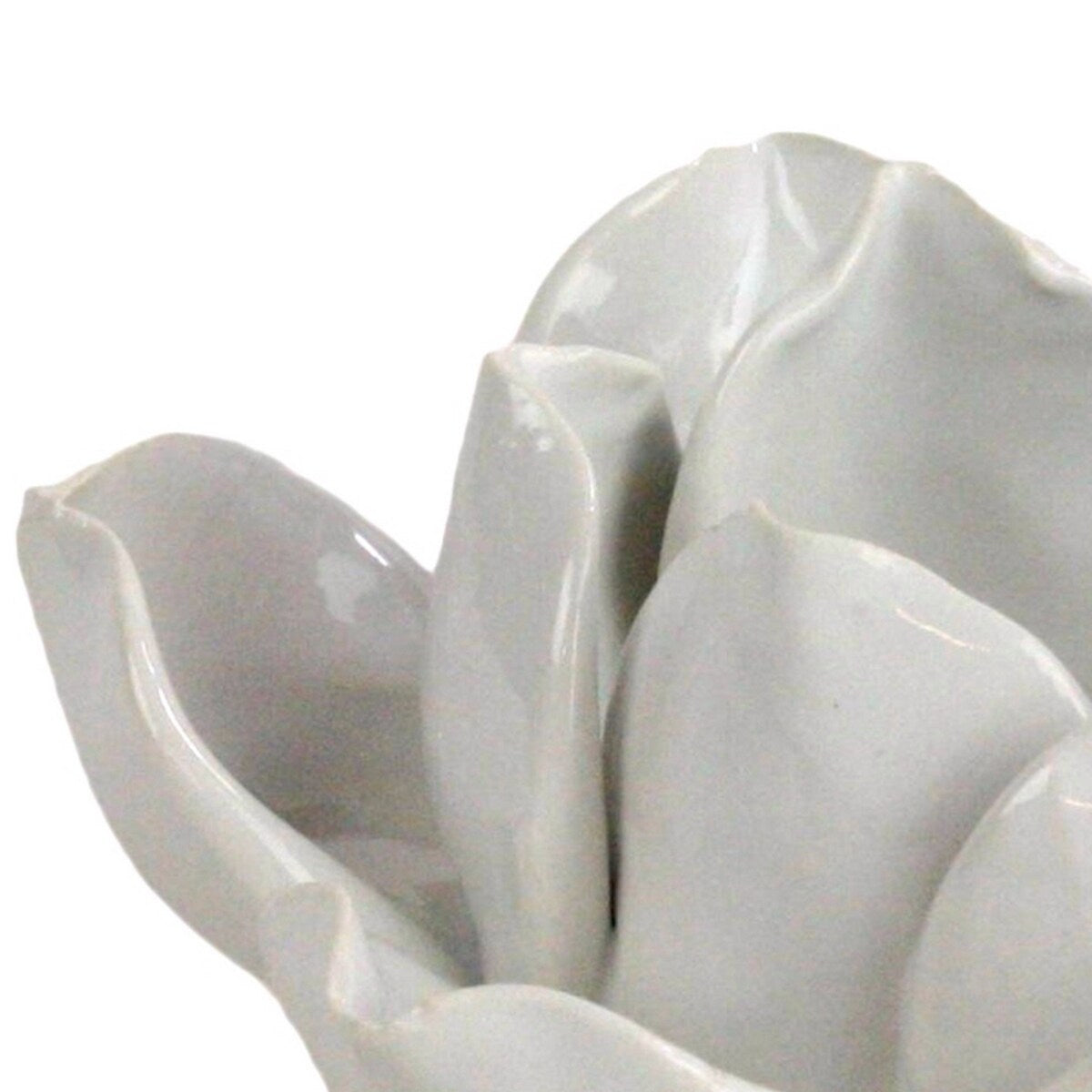 Ceramic Lotus Design Tea Light Candle Holder, White