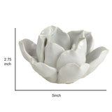 Ceramic Lotus Design Tea Light Candle Holder, White