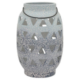 Ceramic Pierced Vase in Blue Porcelain-Ceramic 8in L x 8in W x 12in H