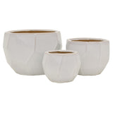 Ceramic Planter Set Of 3 in White Porcelain 12in L x 12in W x 8in H