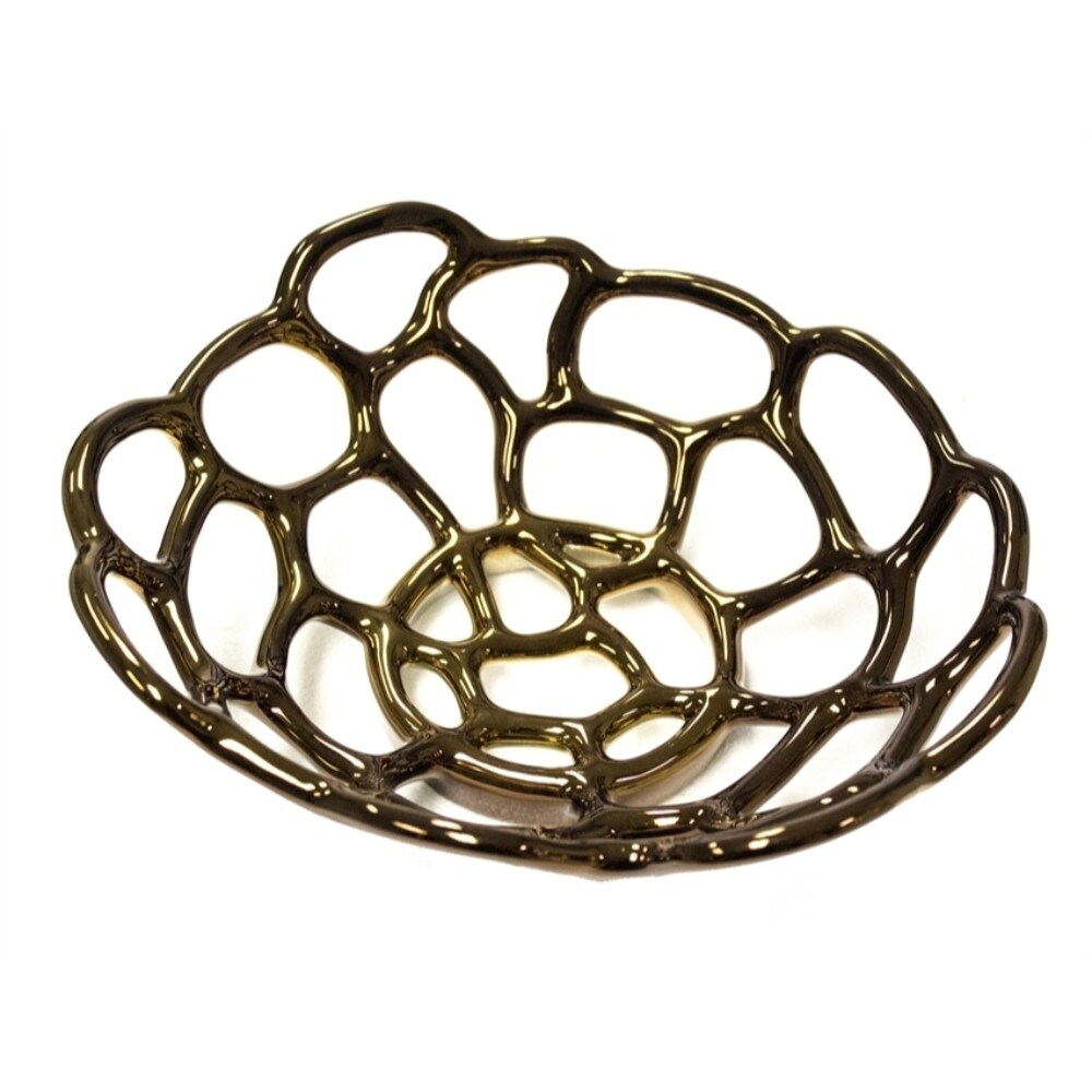Ceramic Round Decorative Tray, Bronze