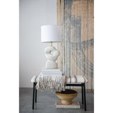 Ceramic Sculpted Table Lamp with Linen Shade, Modern Table Lighting