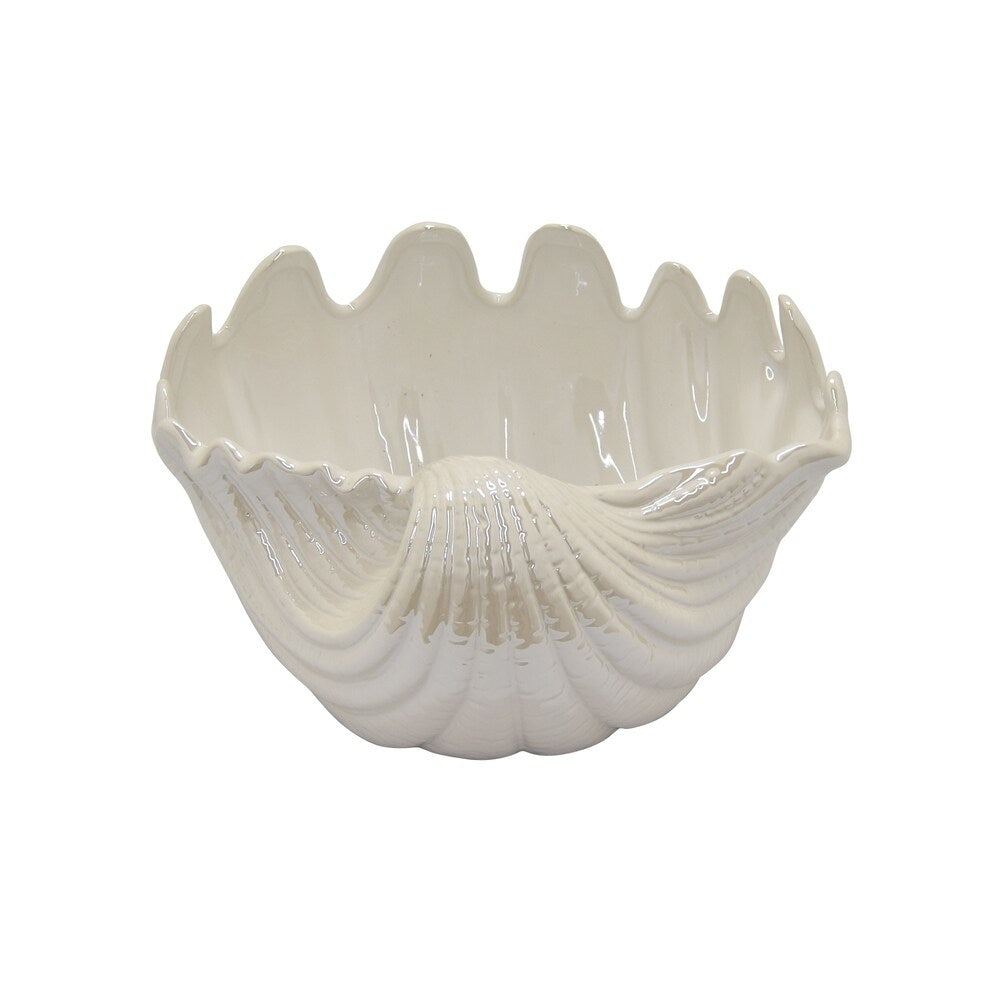 Ceramic Shell Plate in White Porcelain 12in L x 12in W x 7in H