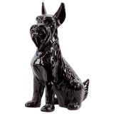 Gloss Black Ceramic Sitting Scottish Terrier Dog with Pricked Ears