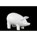 Ceramic Standing Pig Figurine SM Gloss Finish White