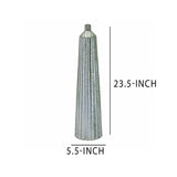 Ceramic Tall Vase with Embossed Line Texture Surface, Silver