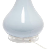 Ceramic Tear Drop Shaped Table Lamp, Light Blue, White Fabric Shade