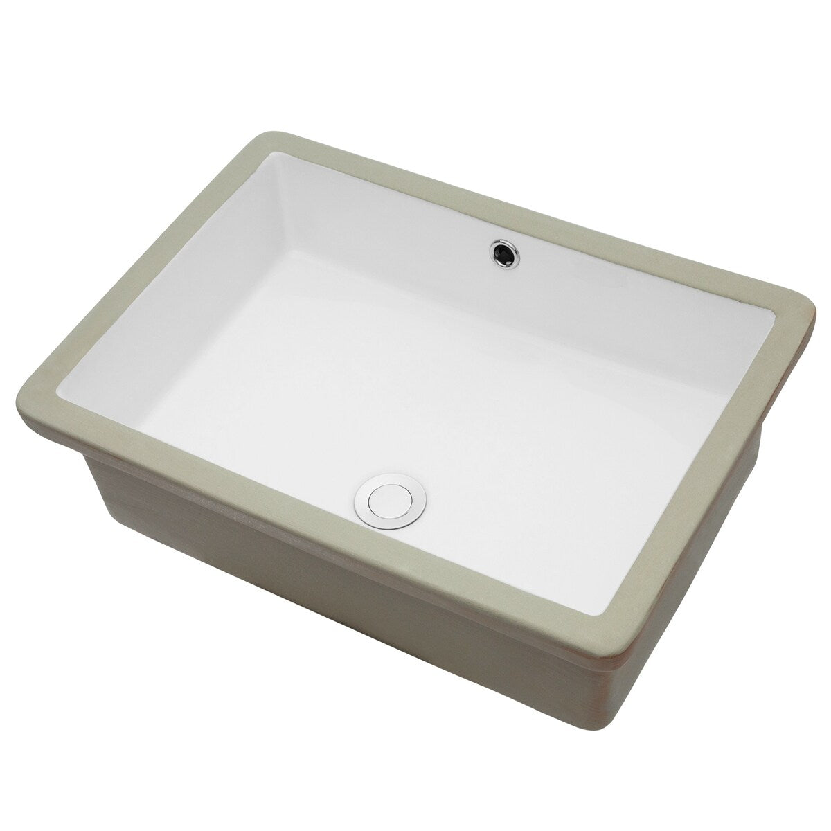 Ceramic Undermount Bathroom Sink, Modern Rectangular Sink with Overflow in White