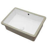Ceramic Undermount Bathroom Sink, Modern Rectangular Sink with Overflow in White
