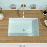 Ceramic Undermount Bathroom Sink, Modern Rectangular Sink with Overflow in White