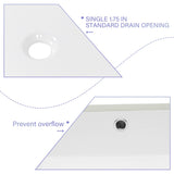 Ceramic Undermount Bathroom Sink, Modern Rectangular Sink with Overflow in White