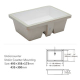 Ceramic Undermount Bathroom Sink, Modern Rectangular Sink with Overflow in White