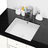 Ceramic Undermount Bathroom Sink, Modern Rectangular Sink with Overflow in White