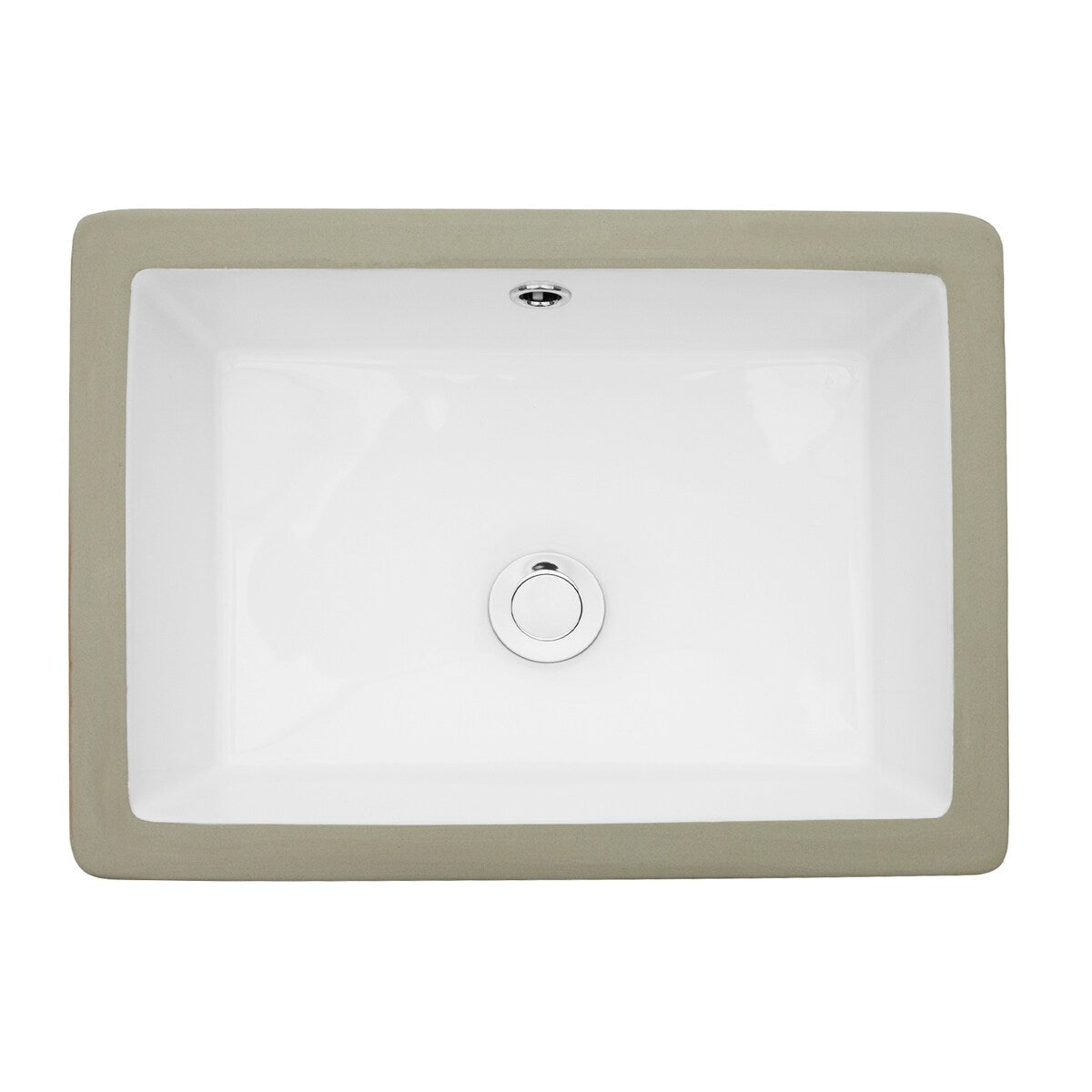 Ceramic Undermount Bathroom Sink, Modern Rectangular Sink with Overflow in White