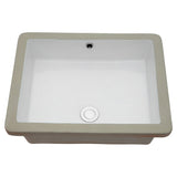 Ceramic Undermount Bathroom Sink, Modern Rectangular Sink with Overflow in White