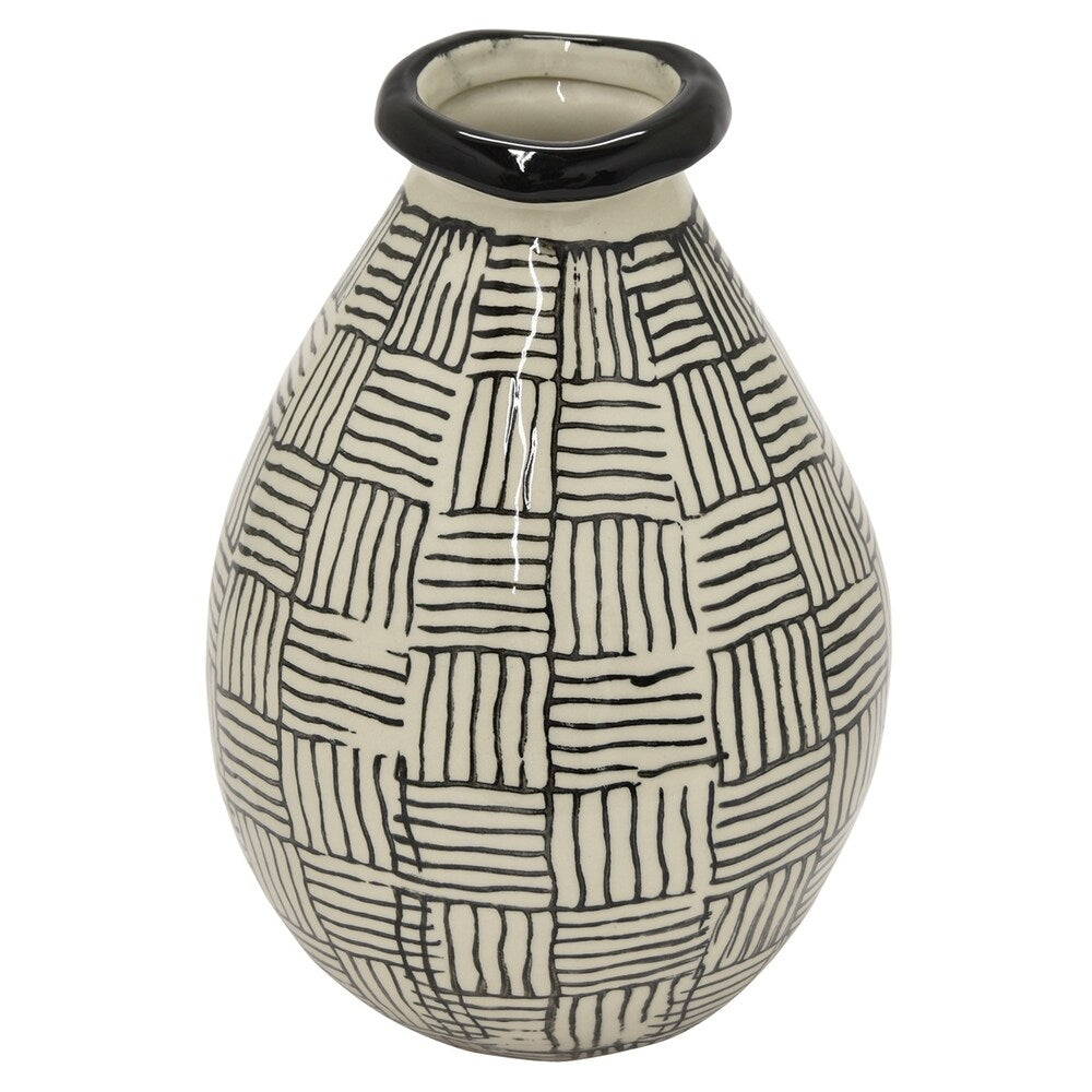 Ceramic Vase Finished in Black - 7.25 X 7 X 10