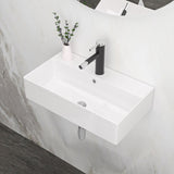 Ceramic Wall Mount Bathroom Sink with Single Faucet Hole and Overflow