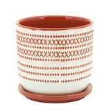 Ceramic, 6" Planter with Saucer, Orange - 6" x 6" x 6"