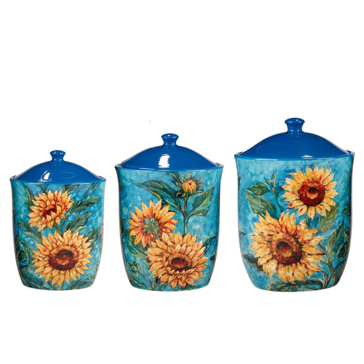 Certified International Golden Sunflowers Set of 3 Canisters