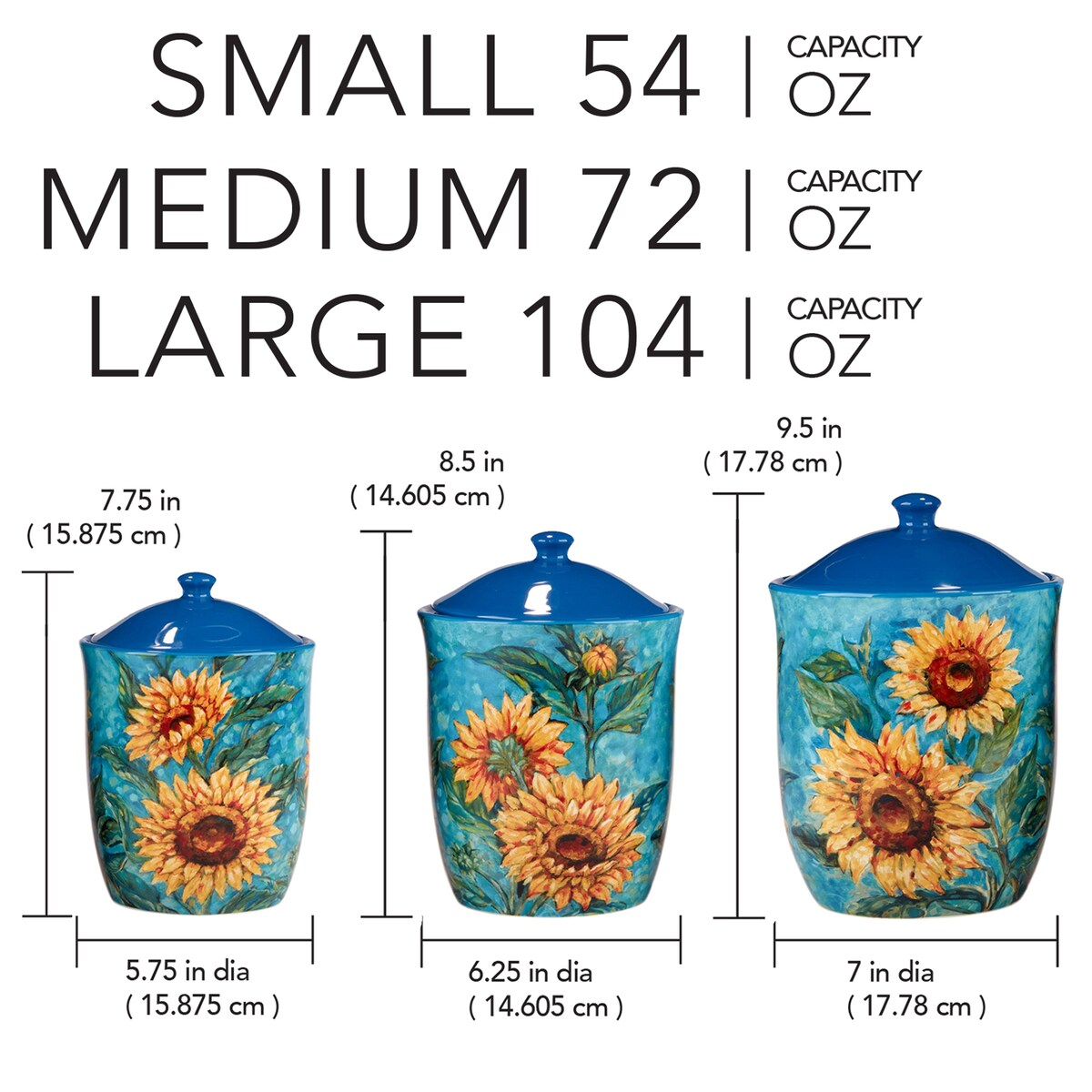 Certified International Golden Sunflowers Set of 3 Canisters