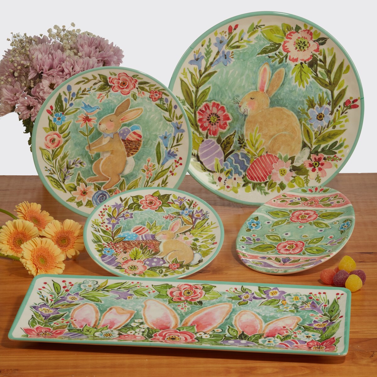 Certified International Joy Of Easter 9" Melamine Salad/Dessert Plates, Set of 6 - 9" Dia.
