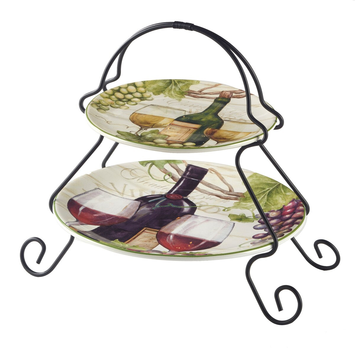 Certified International Meadow Brook 2-Tier Server Tray, 7" and 9" Plate - 10" x 9"