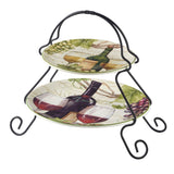 Certified International Meadow Brook 2-Tier Server Tray, 7" and 9" Plate - 10" x 9"