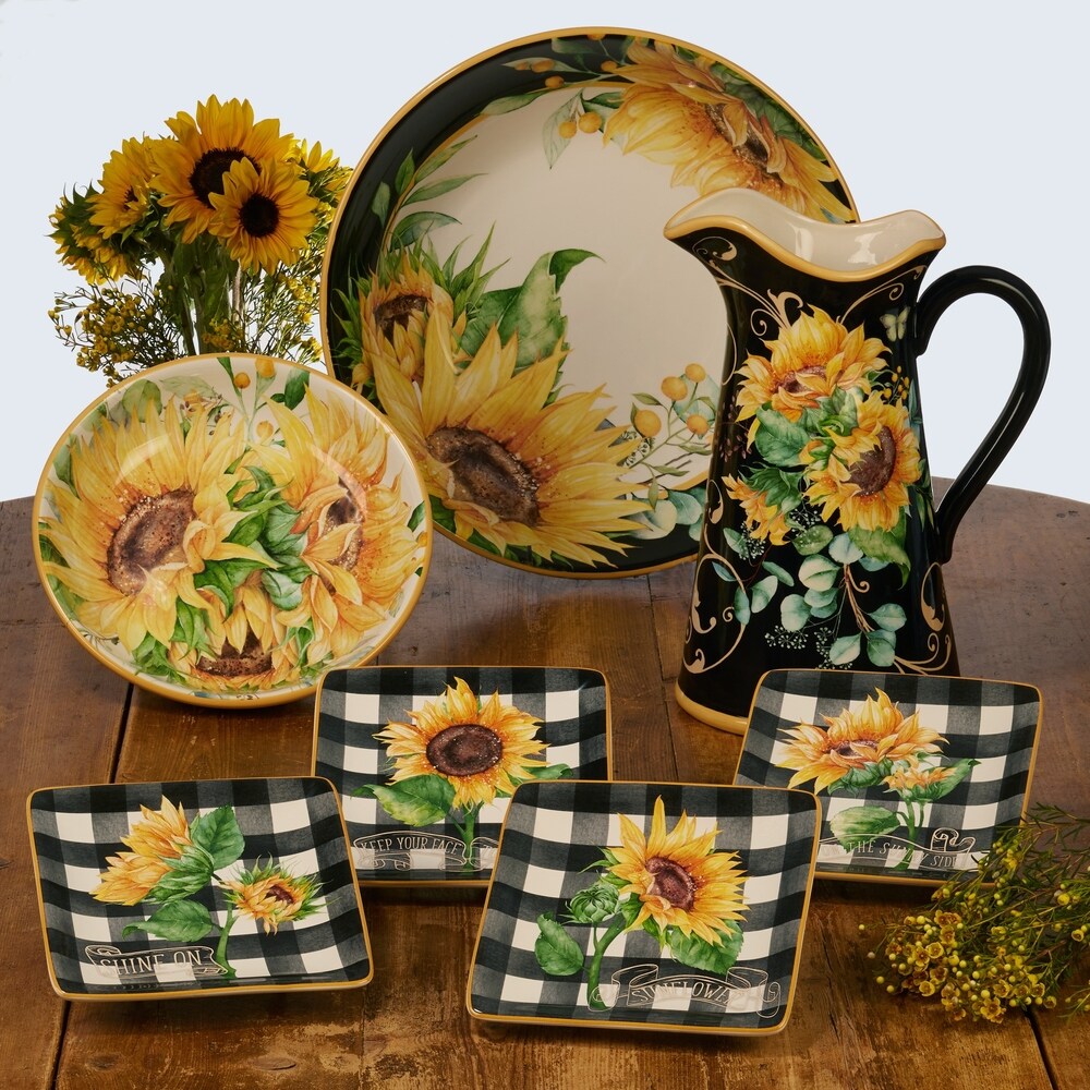 Certified International Sunflower Fields 6-inch Canape/Luncheon Plates (Set of 4)