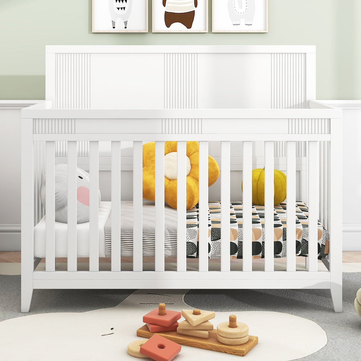 Certified Pine Solid Wood Baby Safe Crib - Snow White