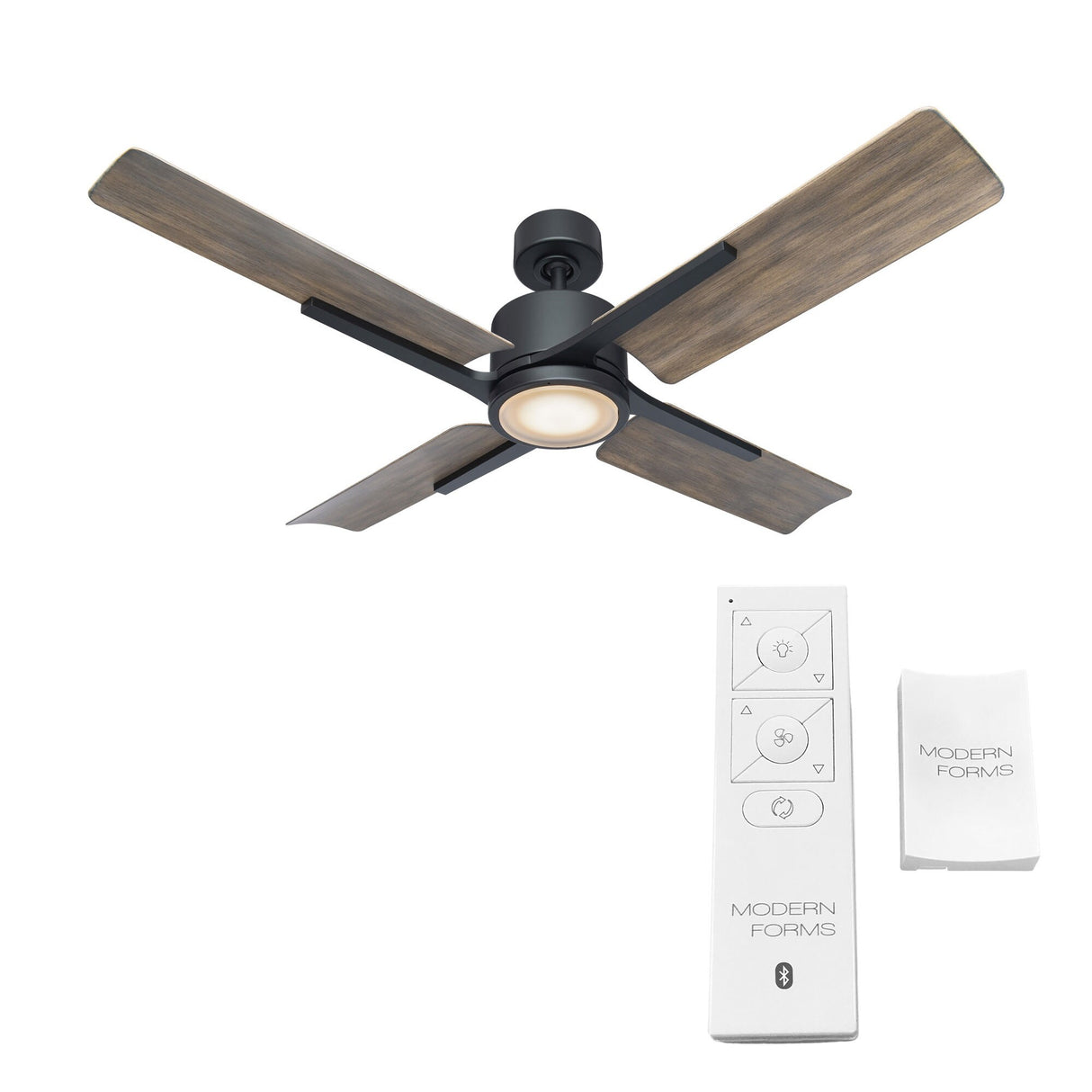 Cervantes 56 Inch Four Blade Indoor / Outdoor Smart Ceiling Fan with Six Speed DC Motor and LED Light.