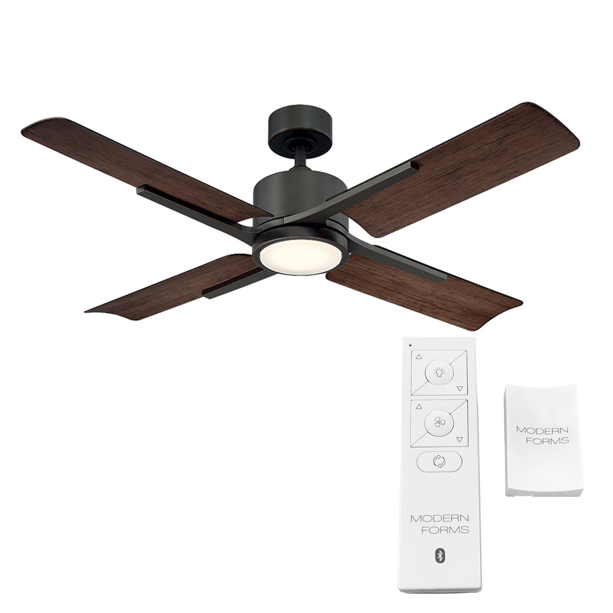 Cervantes 56 Inch Four Blade Indoor / Outdoor Smart Ceiling Fan with Six Speed DC Motor and LED Light.