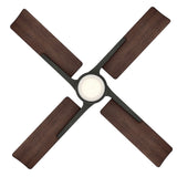 Cervantes 56 Inch Four Blade Indoor / Outdoor Smart Ceiling Fan with Six Speed DC Motor and LED Light.