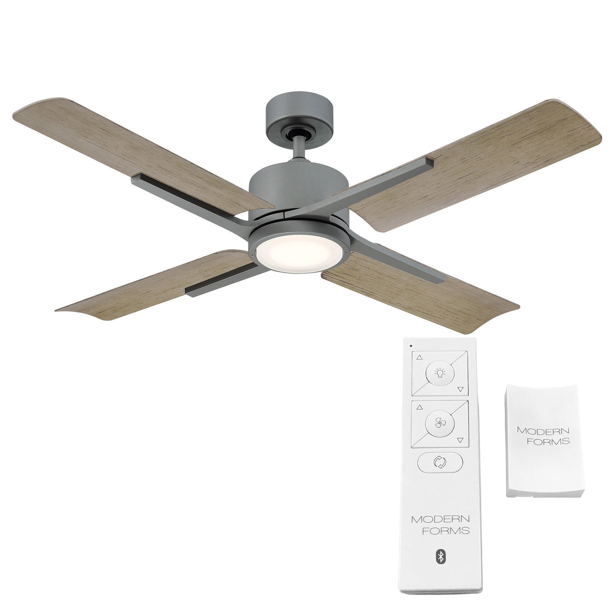 Cervantes 56 Inch Four Blade Indoor / Outdoor Smart Ceiling Fan with Six Speed DC Motor and LED Light.