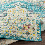 Chahira Teal Vintage Distressed Medallion Area Rug - 6'7" x 9'