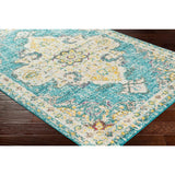 Chahira Teal Vintage Distressed Medallion Area Rug - 6'7" x 9'