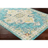 Chahira Teal Vintage Distressed Medallion Area Rug - 6'7" x 9'